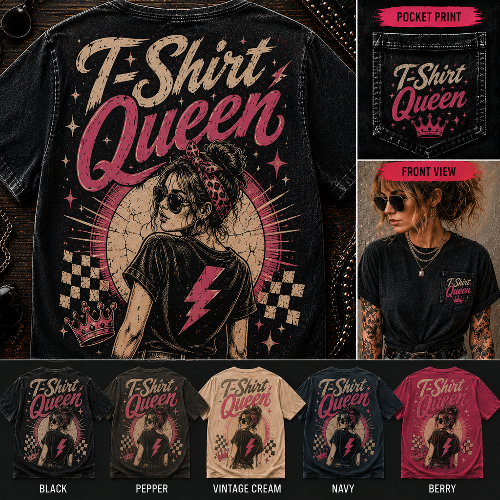 T-Shirt Queen retro script graphic tee