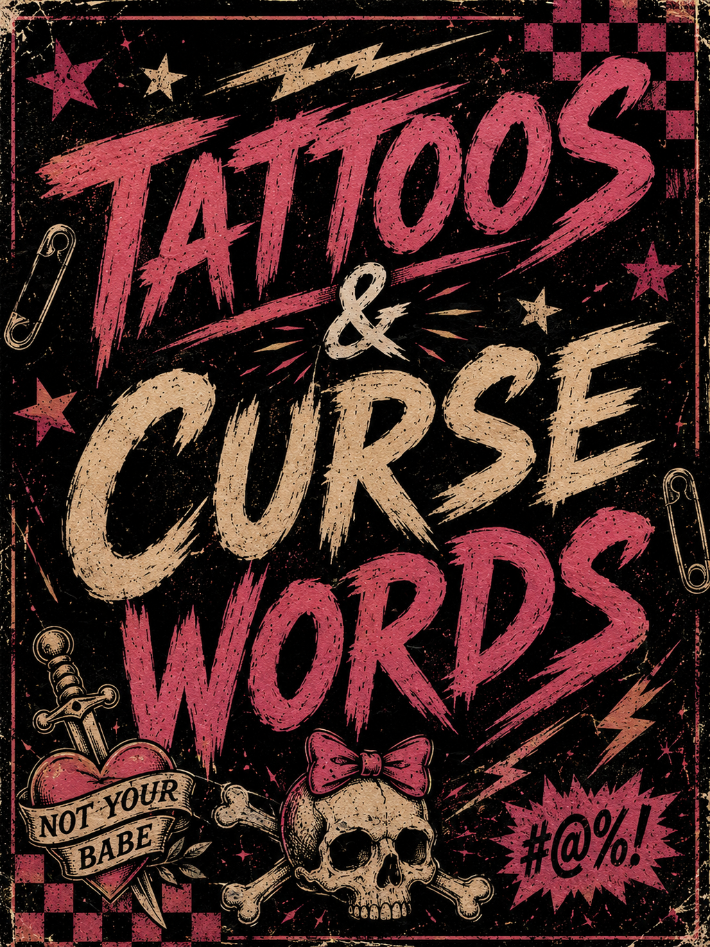 Tattoos and Curse Words punk art print poster