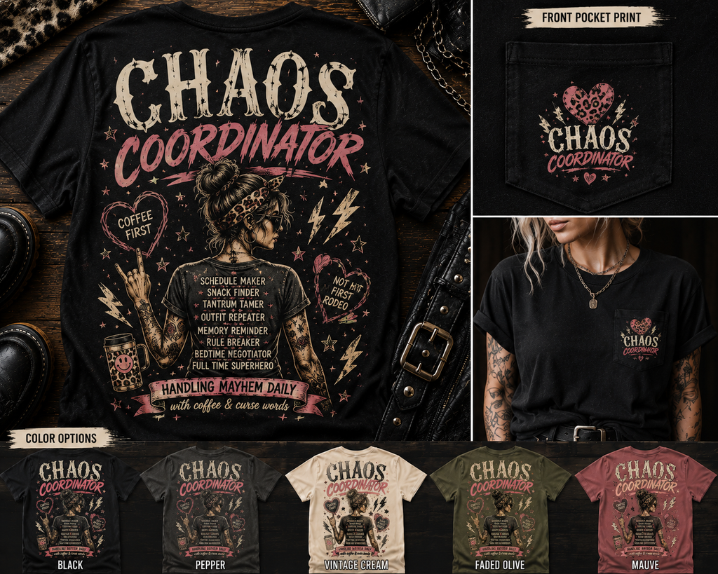 Chaos Coordinator tattoo style graphic tee