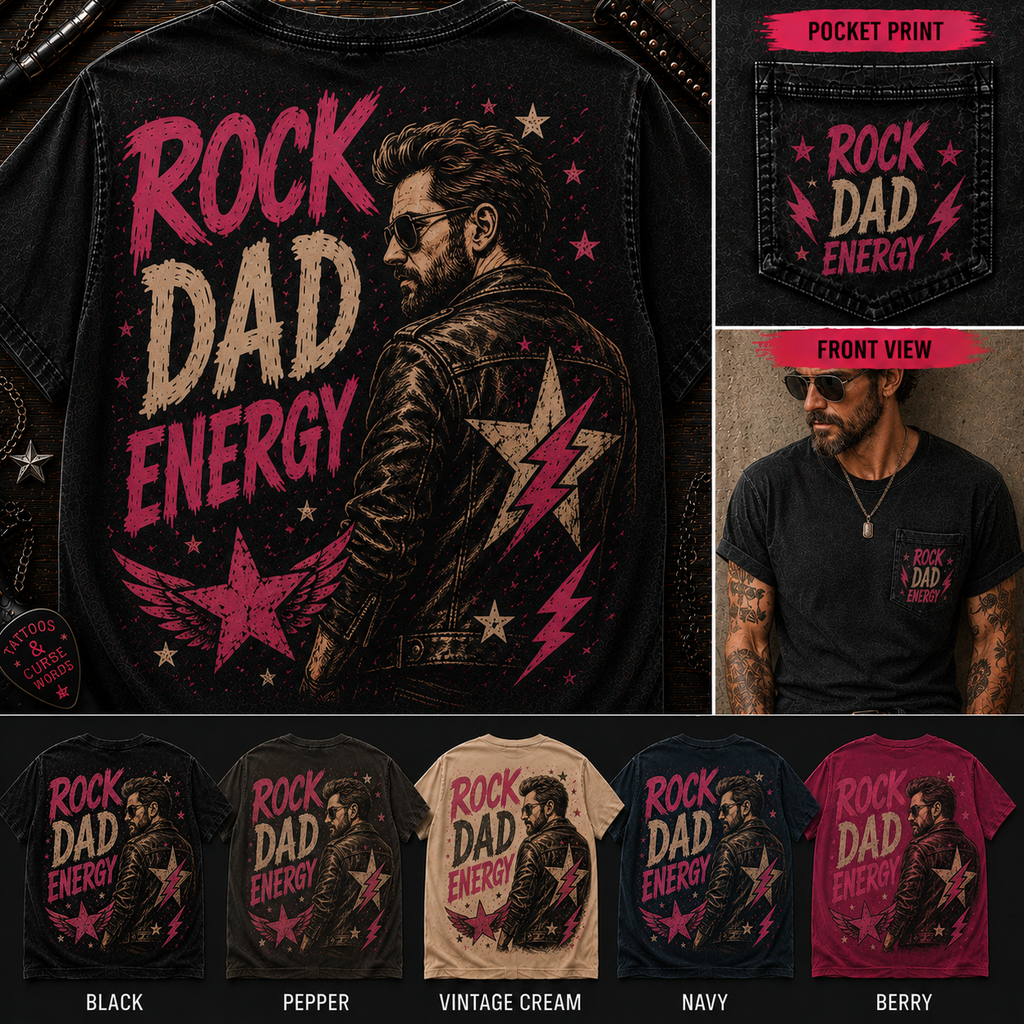 Rock Dad Energy men's rock graphic tee