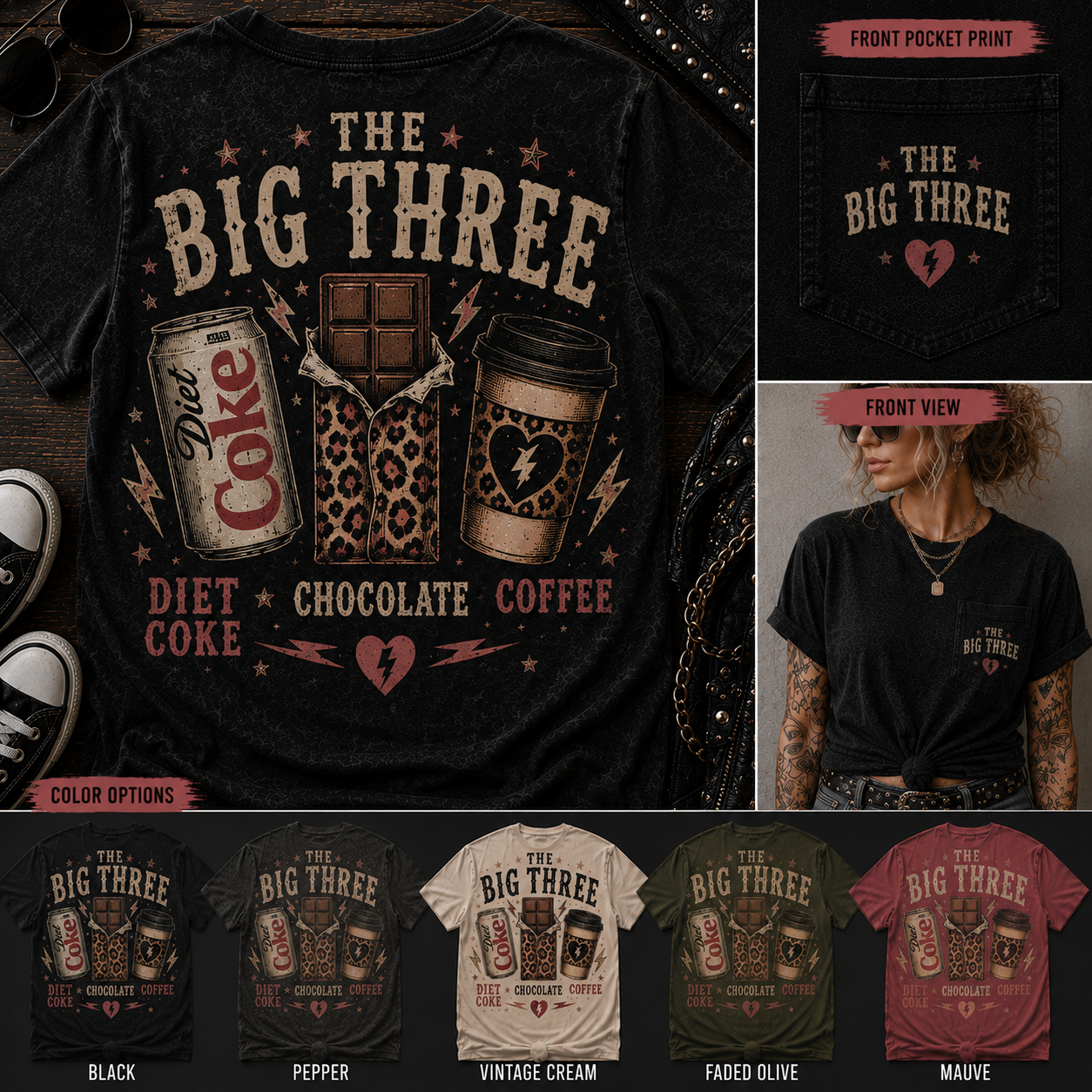 The Big Three alternate colorway graphic tee