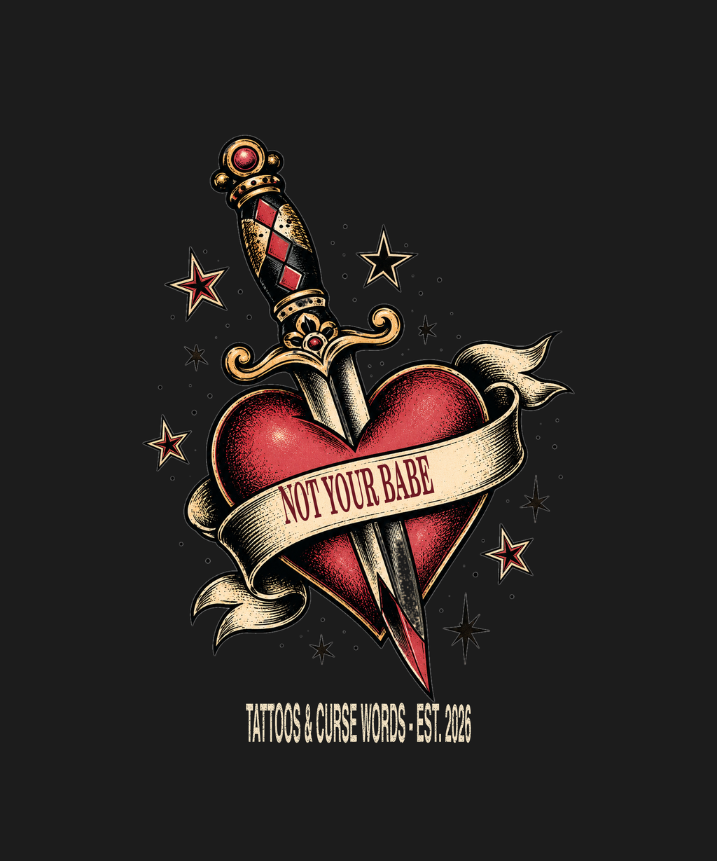 Not Your Babe dagger heart — black tee