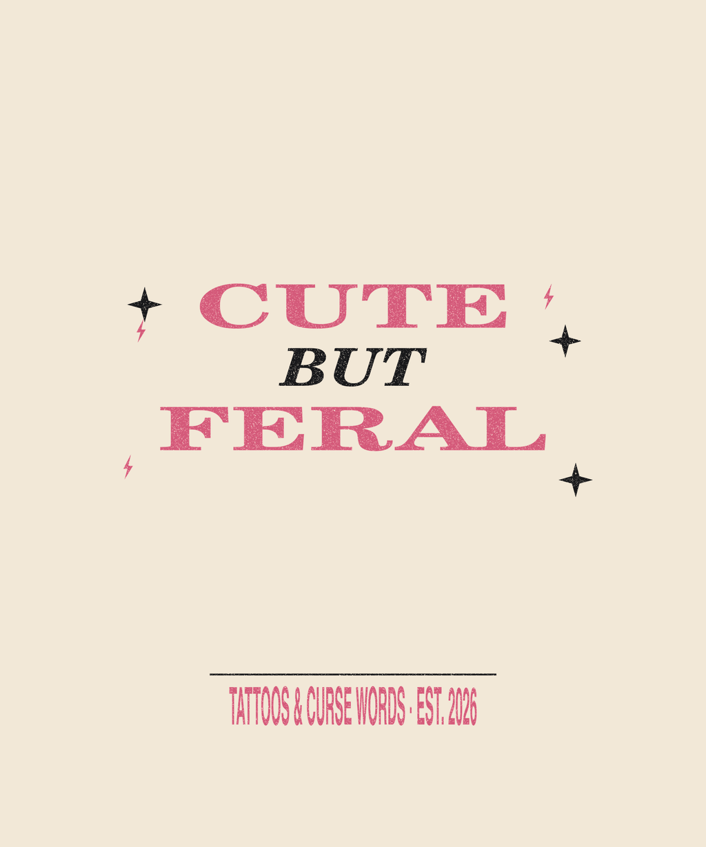 Cute But Feral skull — cream tee