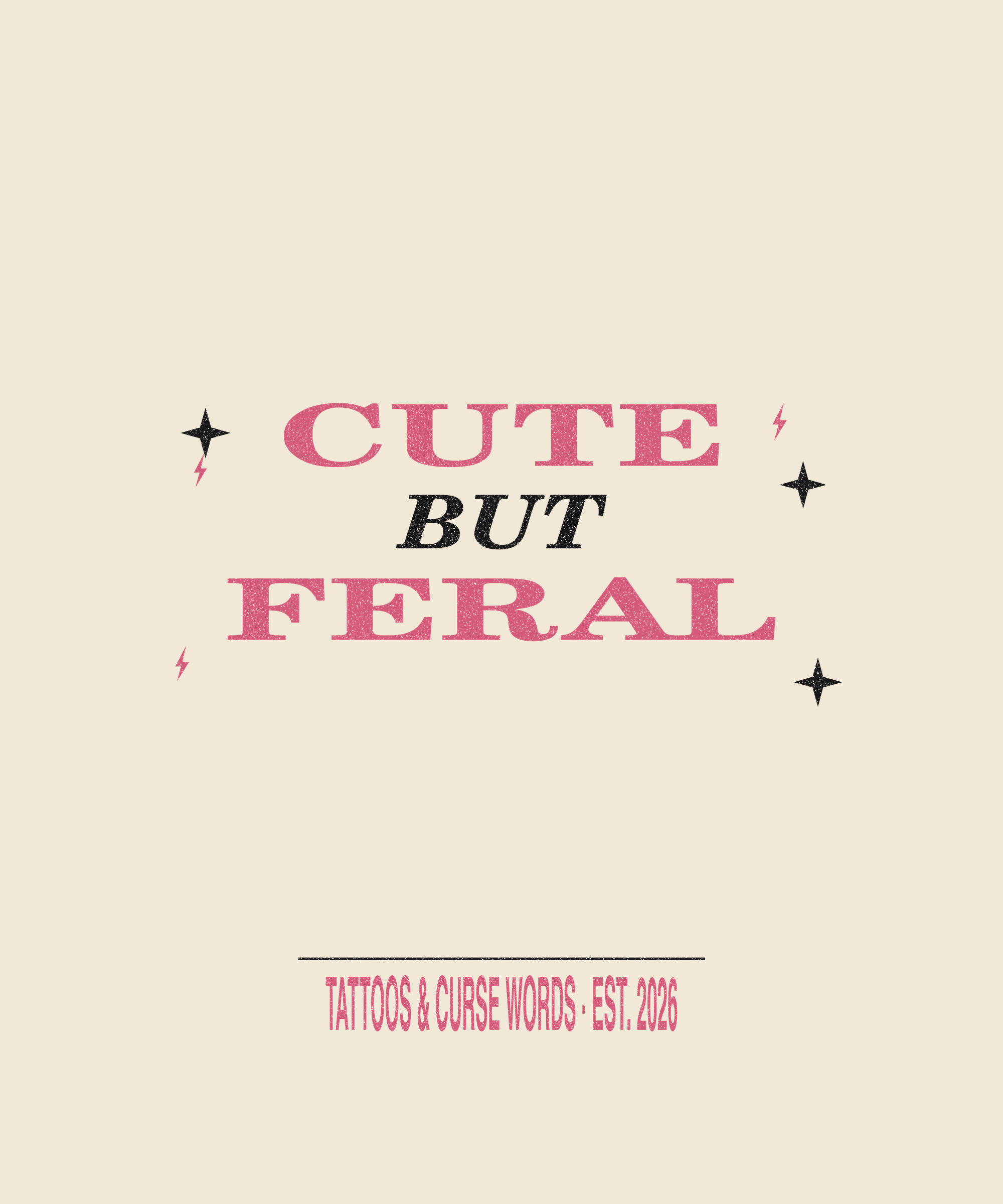 Cute But Feral skull — cream tee