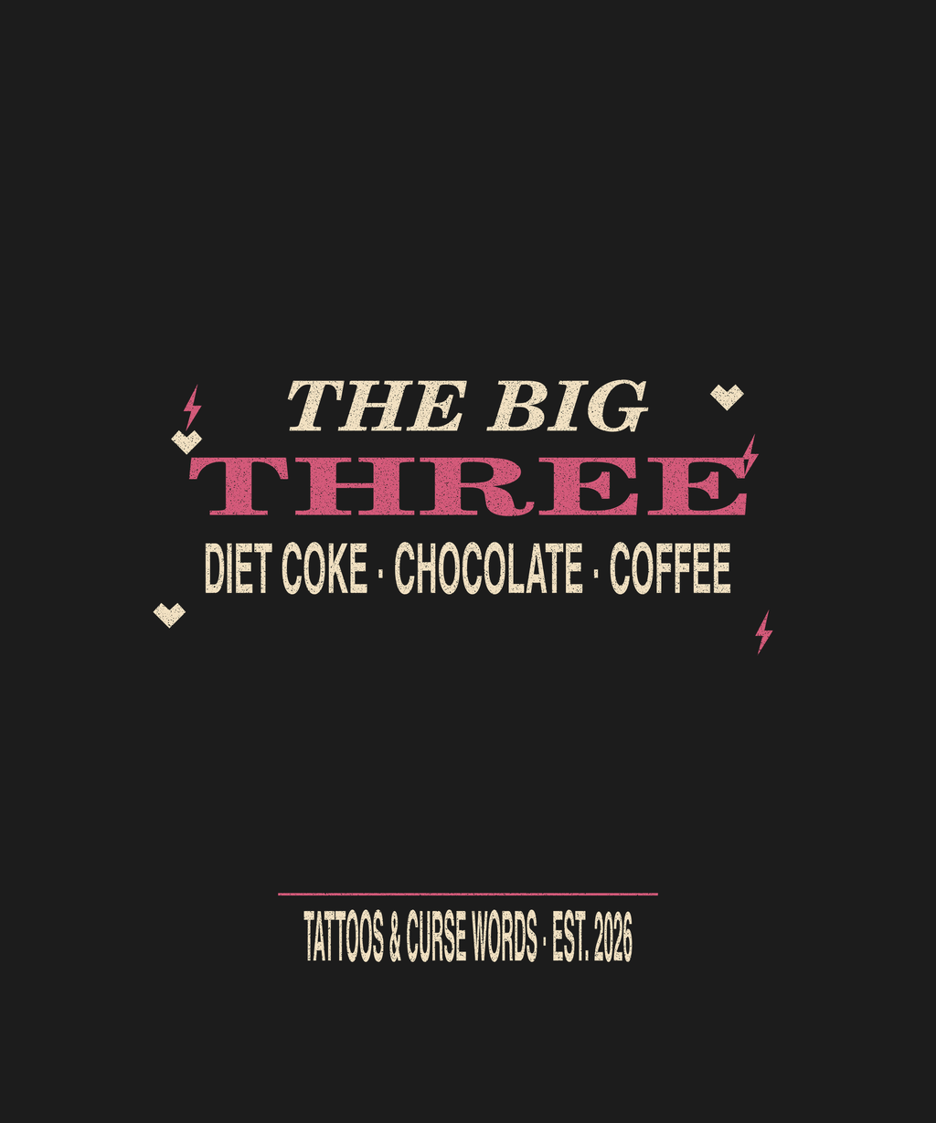 The Big Three alt — black tee