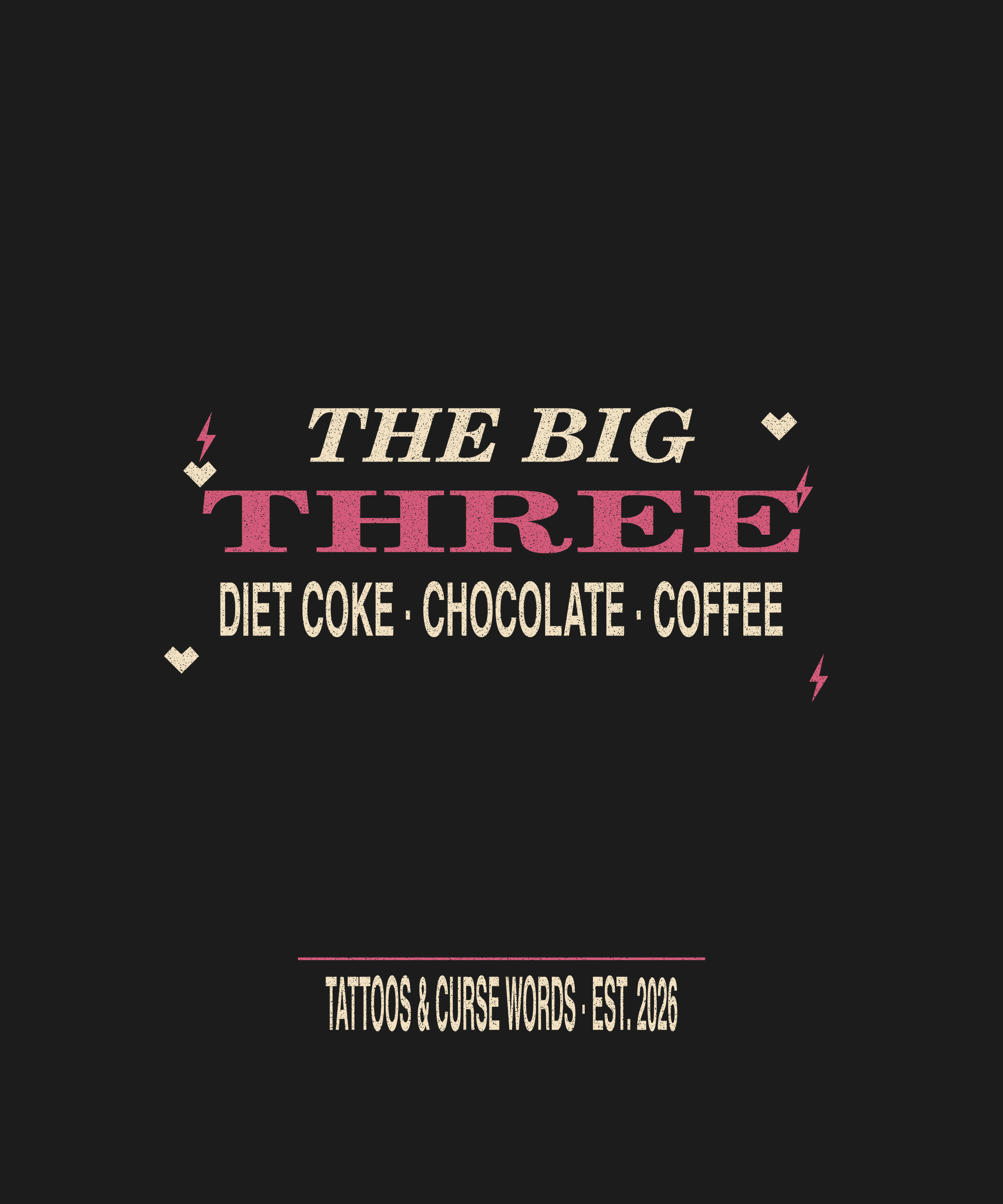 The Big Three alt — black tee