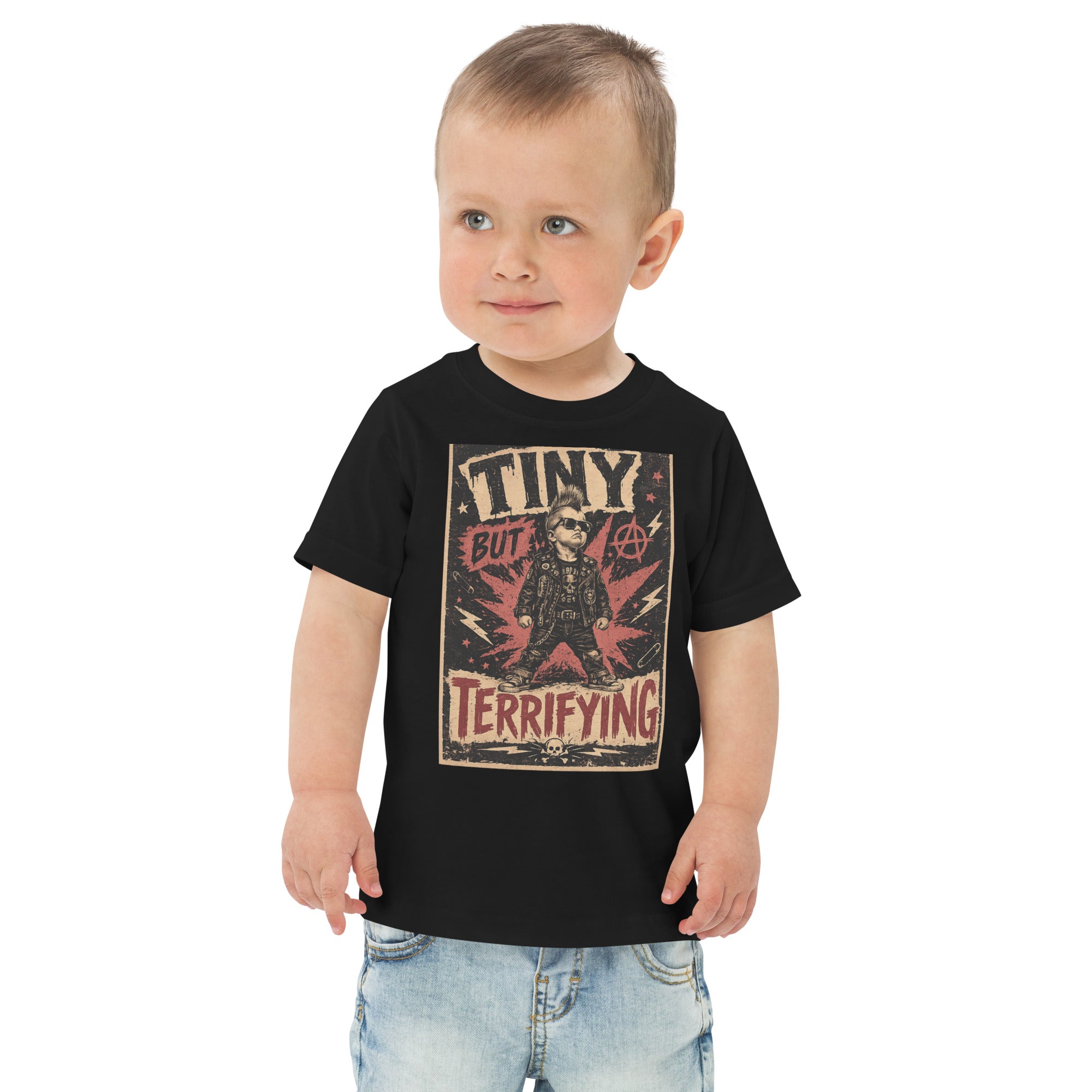 Tiny But Terrifying boys kids tee, black