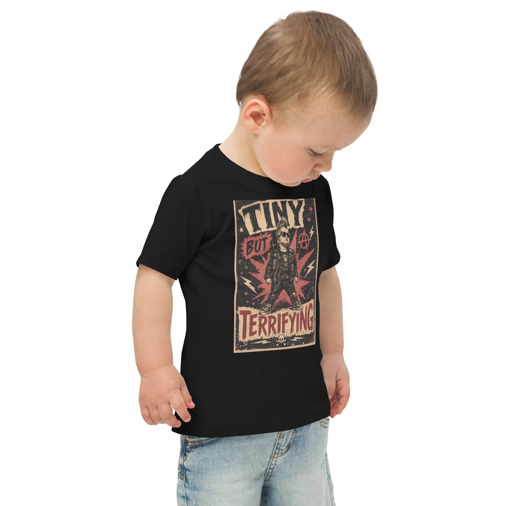 Tiny But Terrifying boys kids tee, black