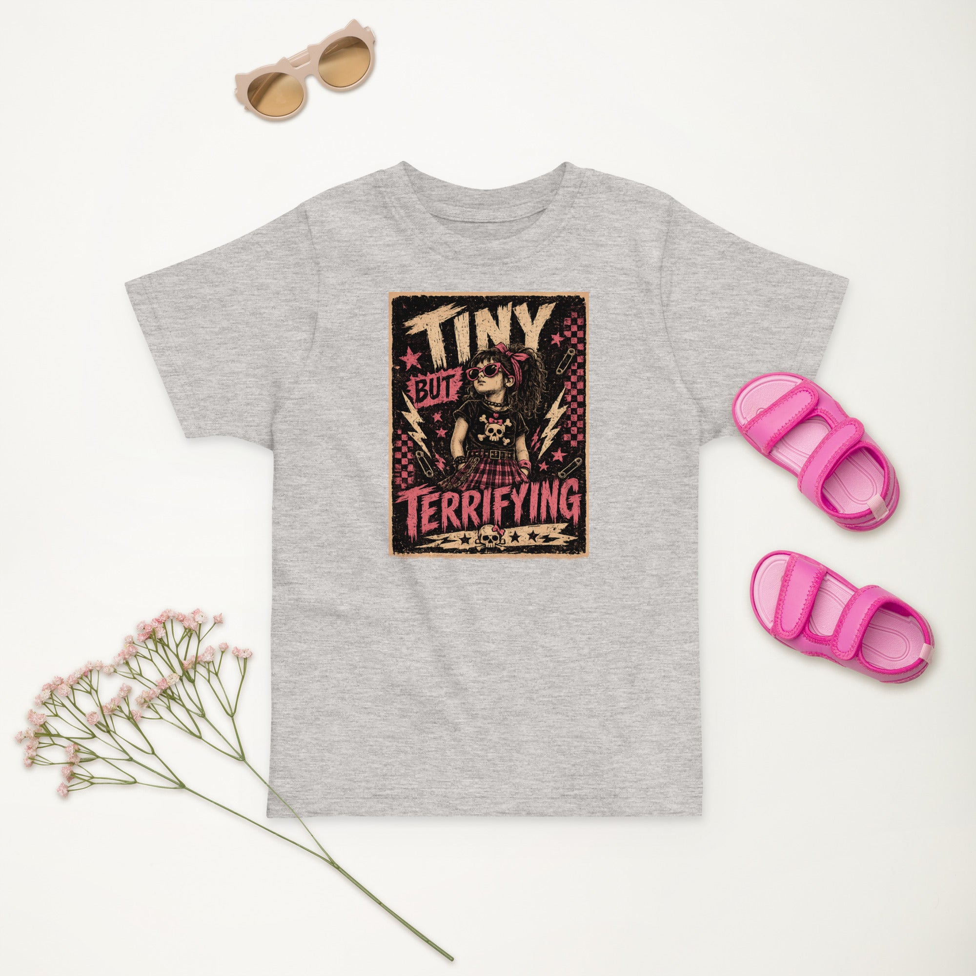 Tiny But Terrifying girls kids tee, heather