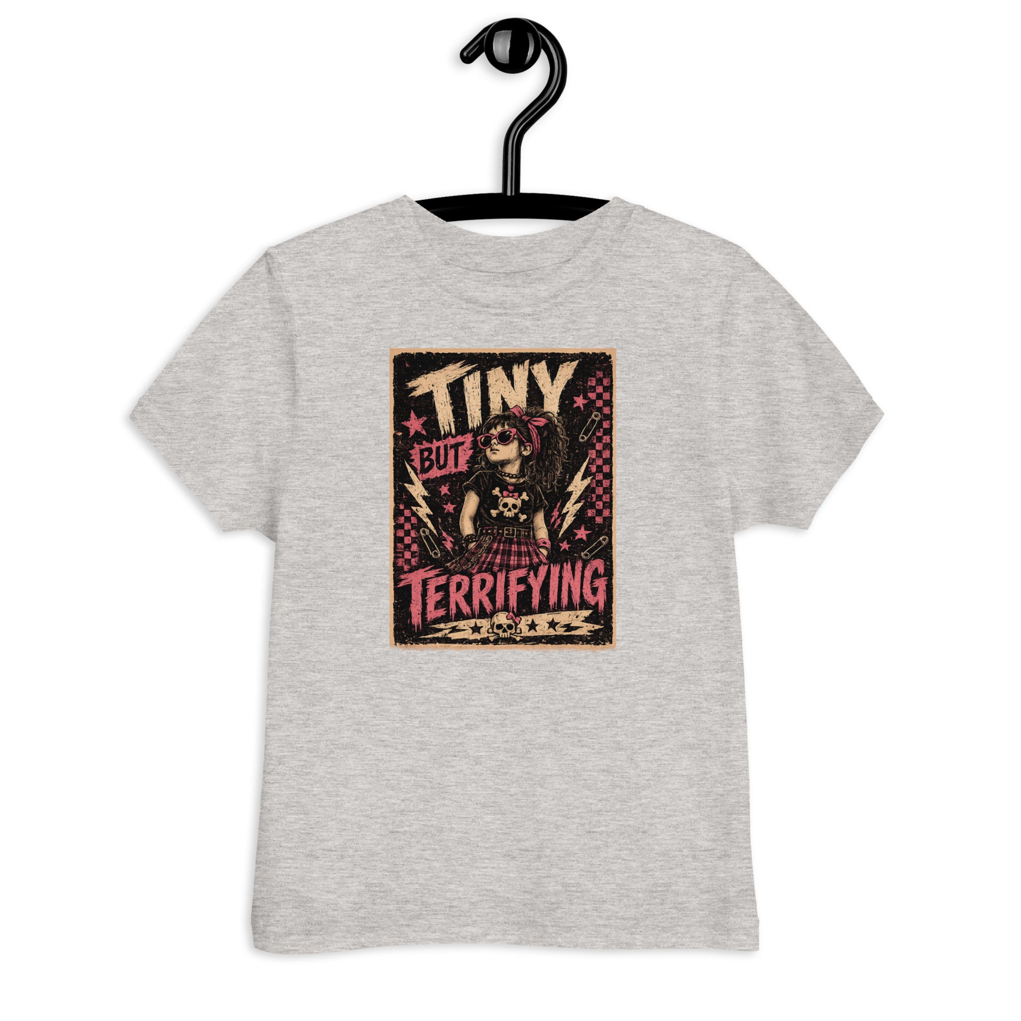 Tiny But Terrifying girls kids tee, heather