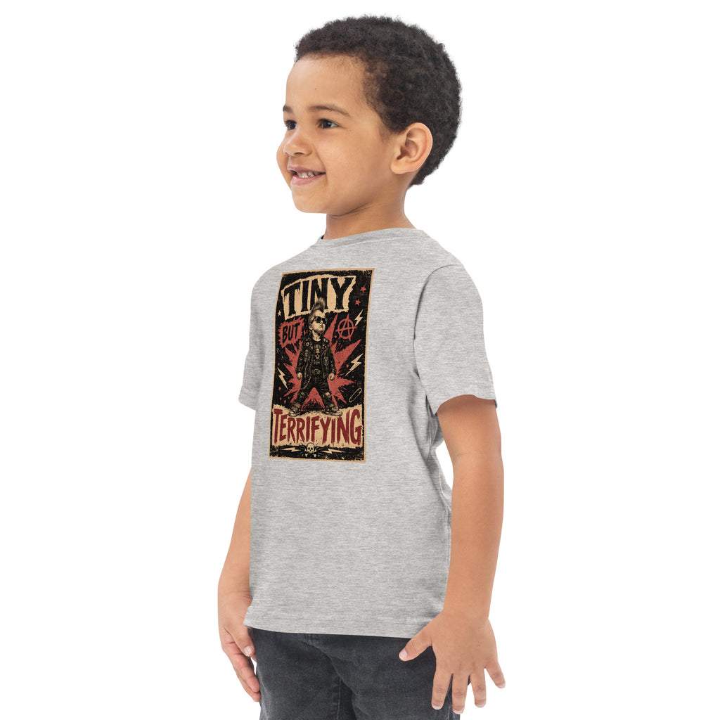 Tiny But Terrifying boys kids tee, heather