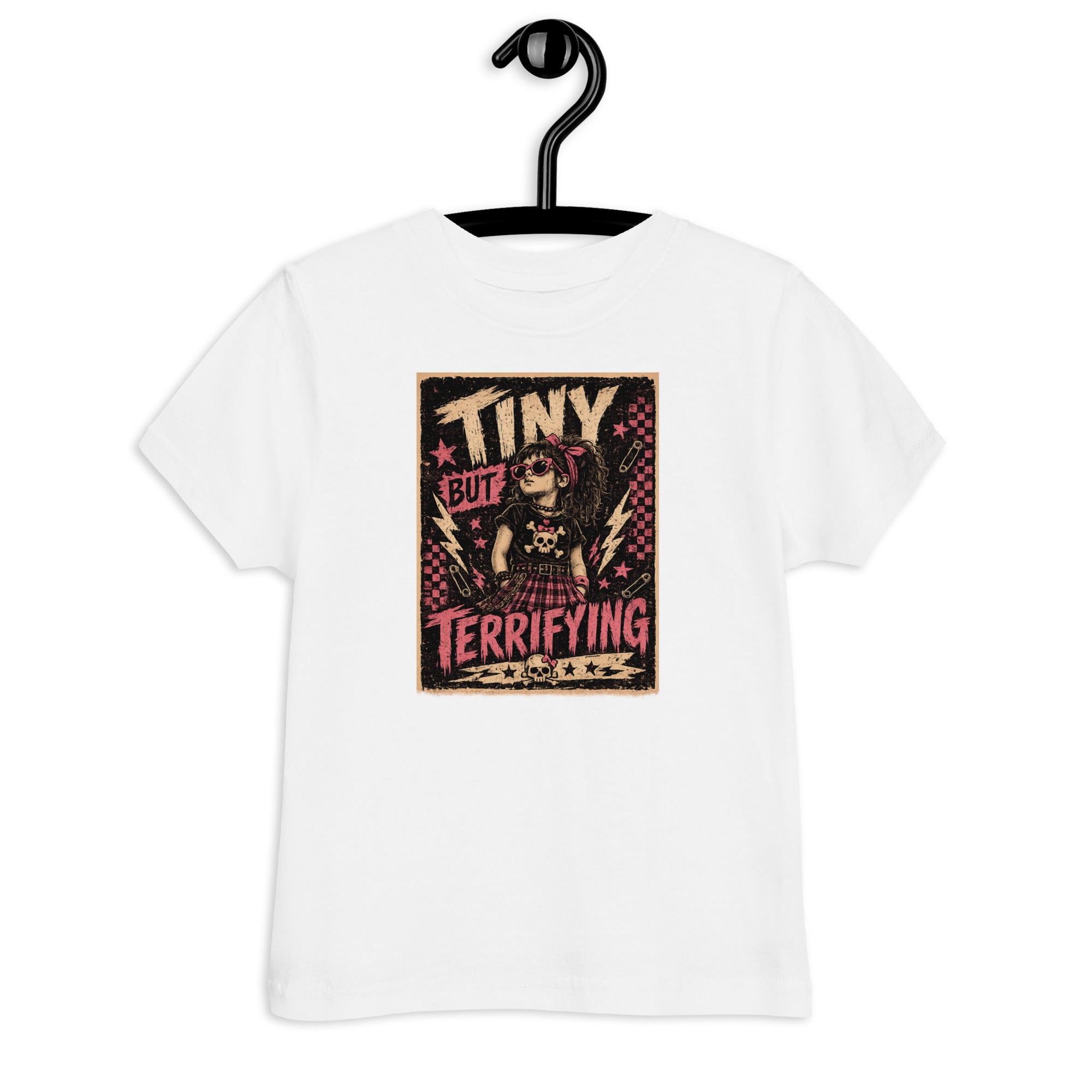 Tiny But Terrifying girls kids tee, white