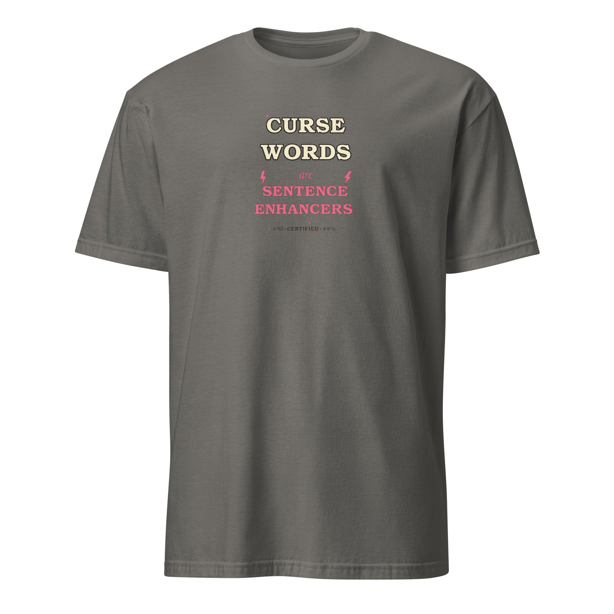 Curse Words Are Sentence Enhancers women's tee, charcoal