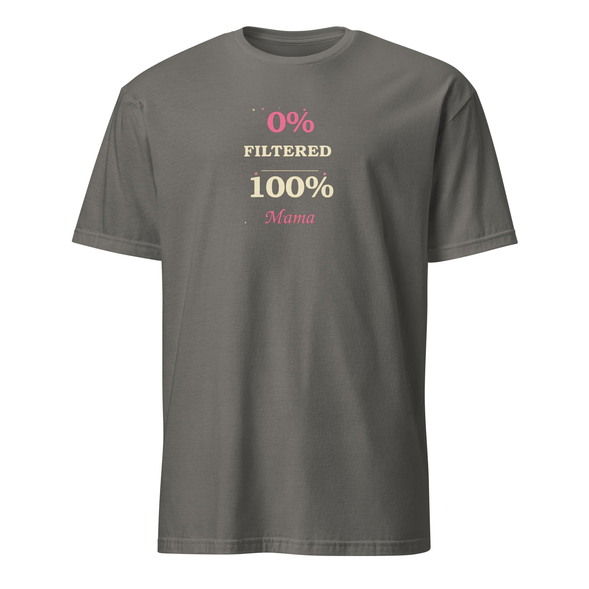 0% Filtered 100% Mama women's tee, charcoal
