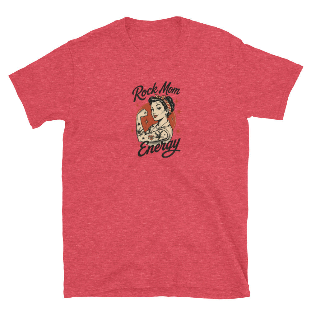 Rock Mom Energy pinup edition women's tee, heather red