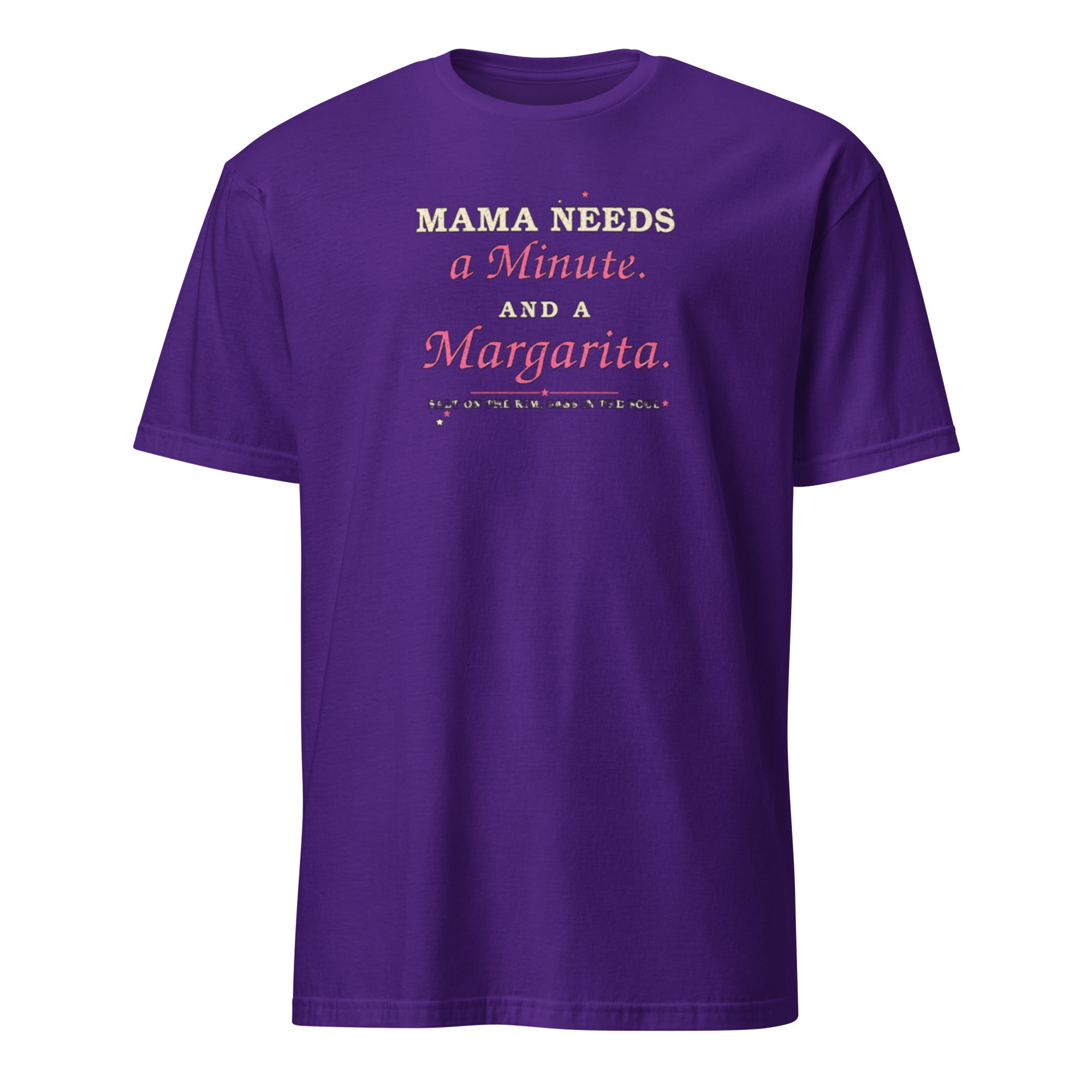 Mama Needs a Minute and a Margarita women's tee, purple
