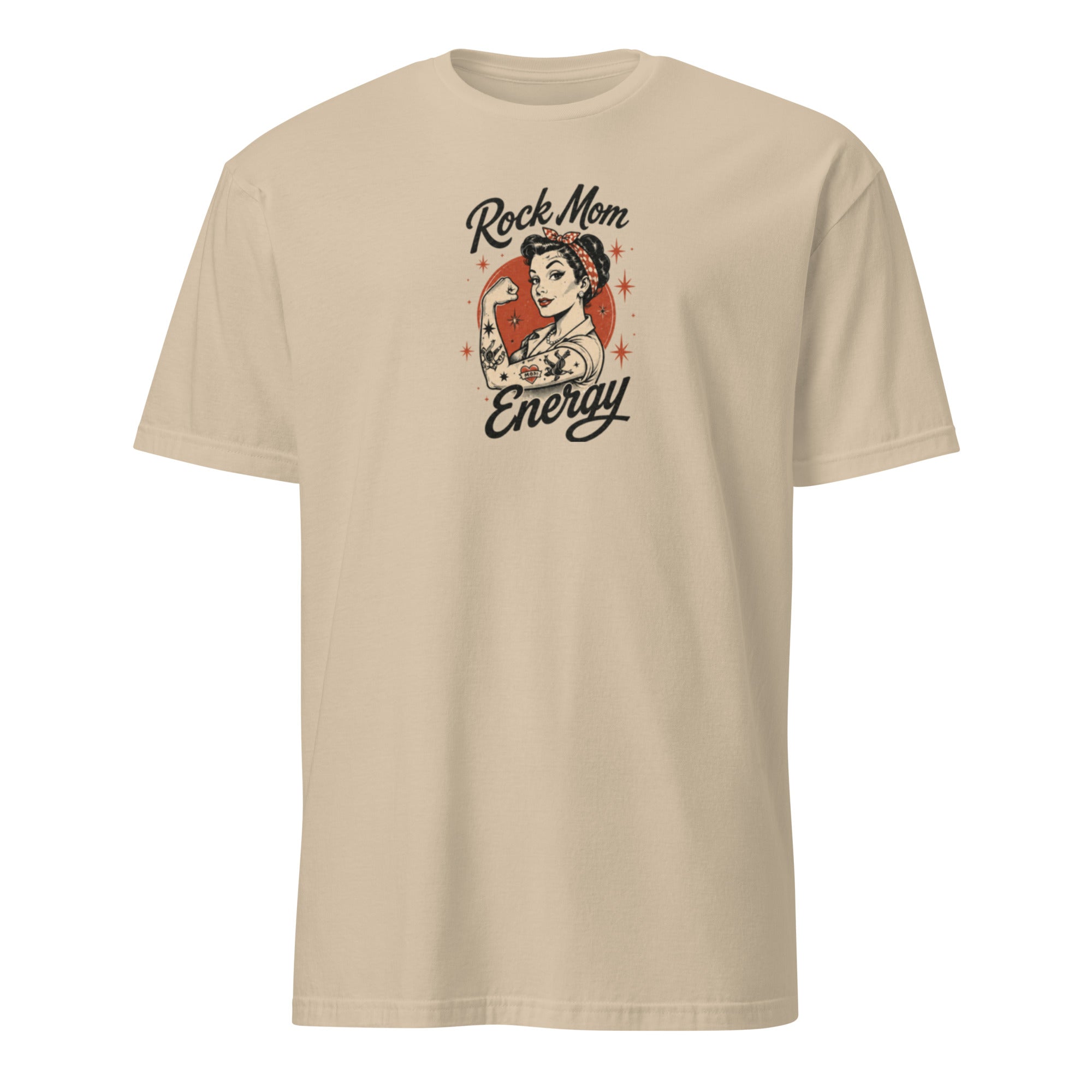 Rock Mom Energy pinup edition women's tee, sand