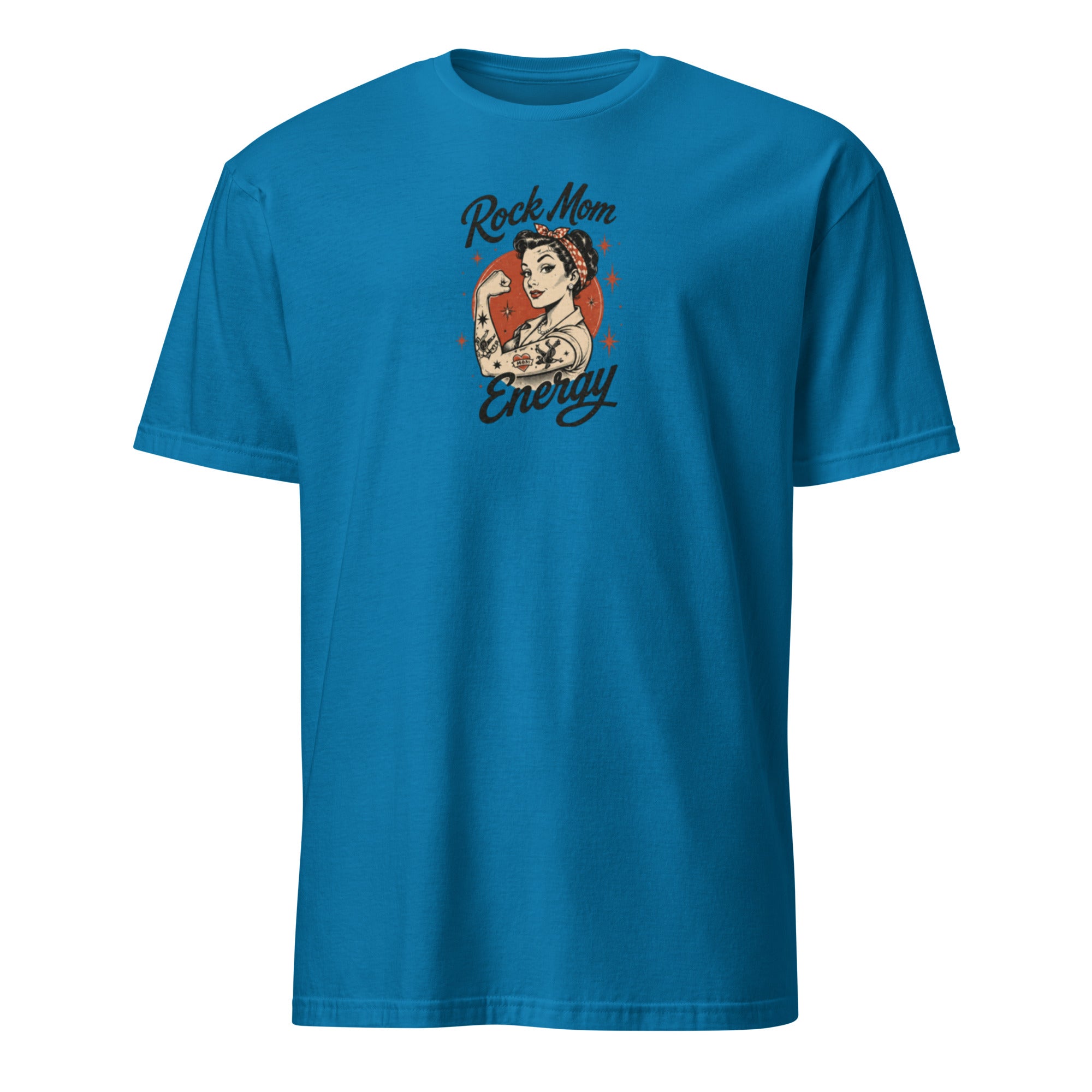 Rock Mom Energy pinup edition women's tee, sapphire