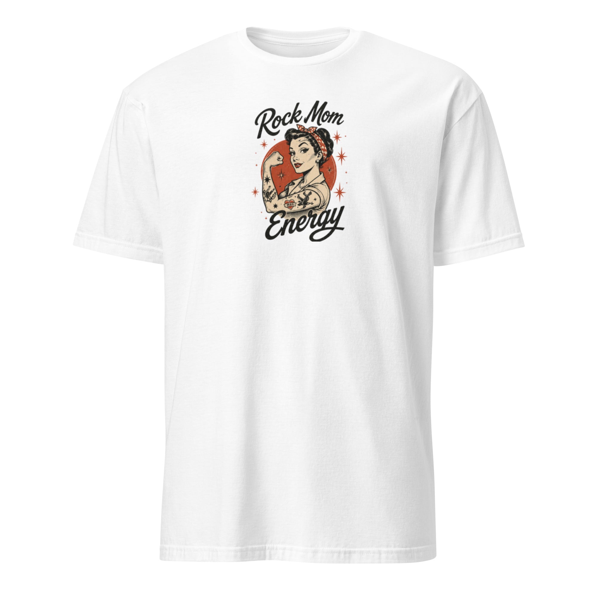 Rock Mom Energy pinup edition women's tee, white