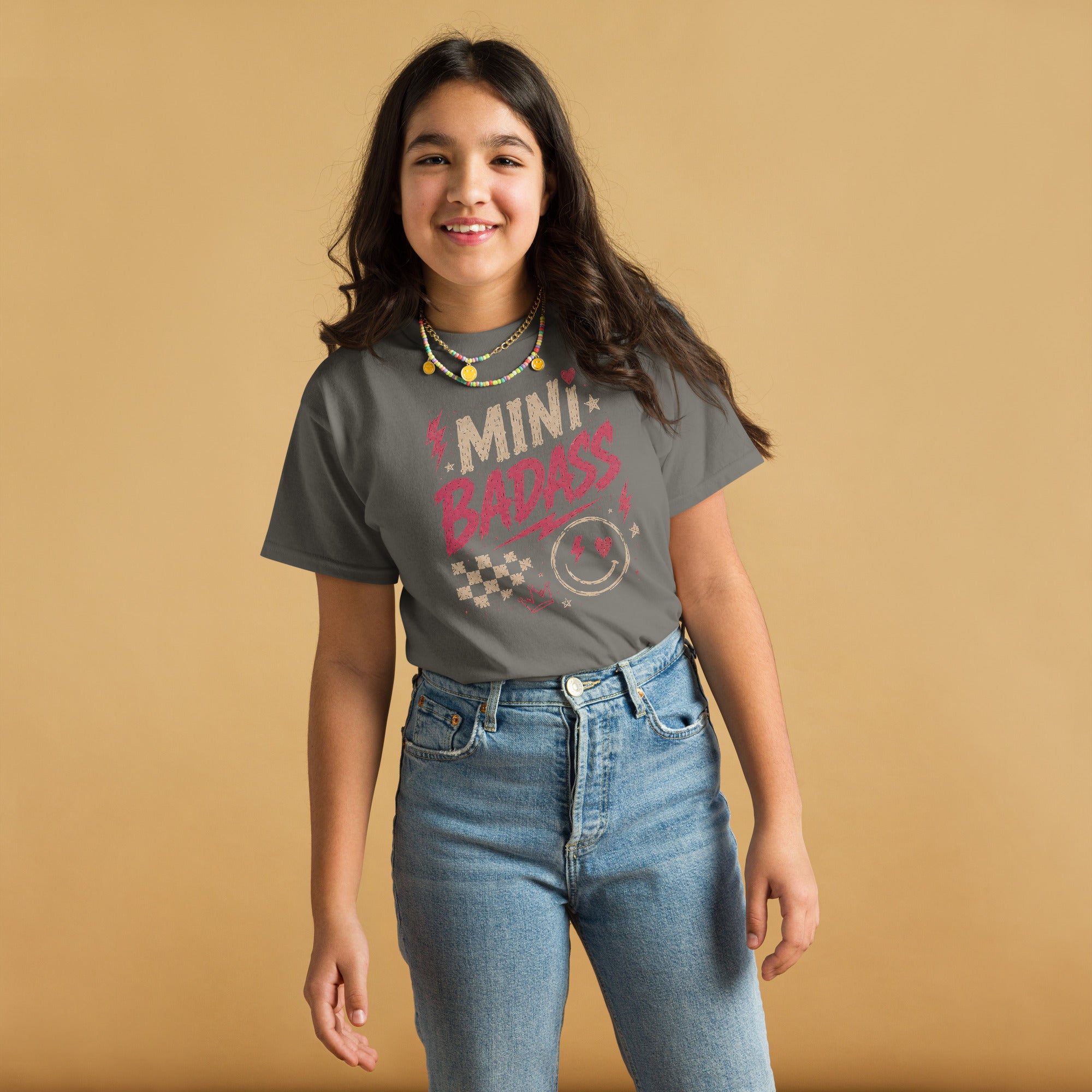 Mini Badass kids tee, charcoal