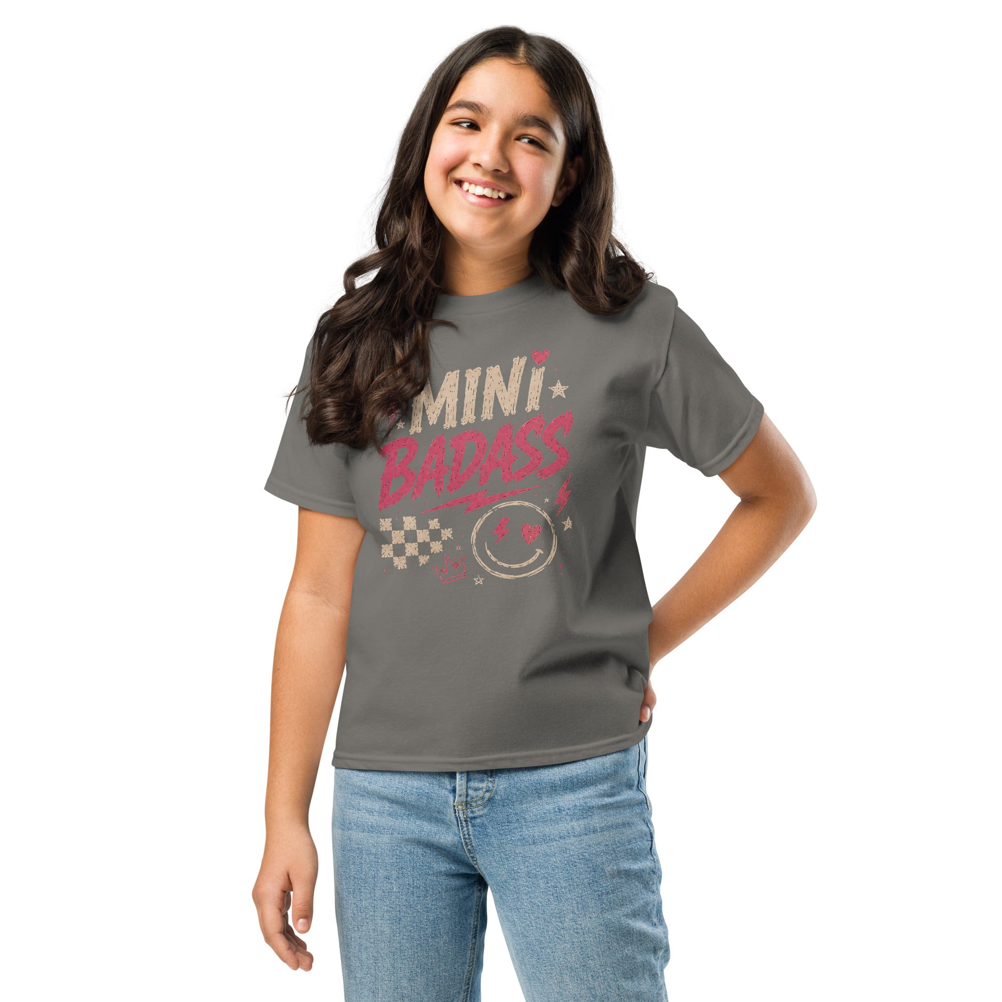 Mini Badass kids tee, charcoal